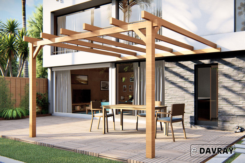 pergola adossée en bois